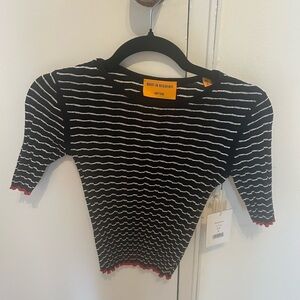 *NWT* Guest in Residence Stripe rib tee in Midnight & Cream